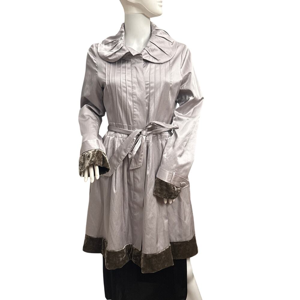 CC Couture Silver Gray Satin and Velvet Jacket Medium